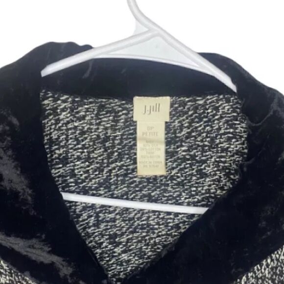 J Jill Cardigan womens SP one button flyaway black marled silk blend long slv J5 - Picture 3 of 5